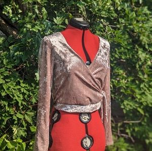 Rose Gold Everly Crop Top with Tie (Sm)
